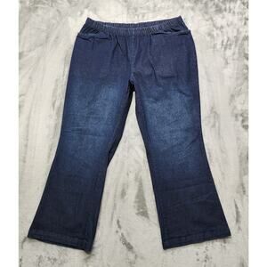 Woman Within Jeans 26W PETITE Blue Bootcut Fineline Denim Pull On Elastic Waist
